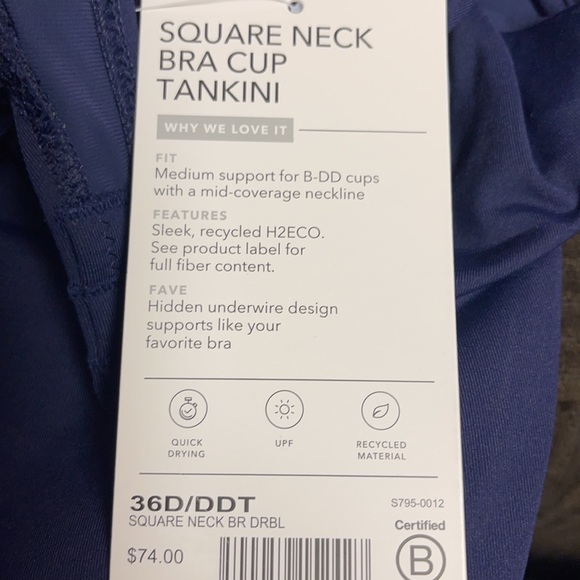 💙 Athleta Square Neck Bra Cup Tankini // Dress Blue - Picture 10 of 14